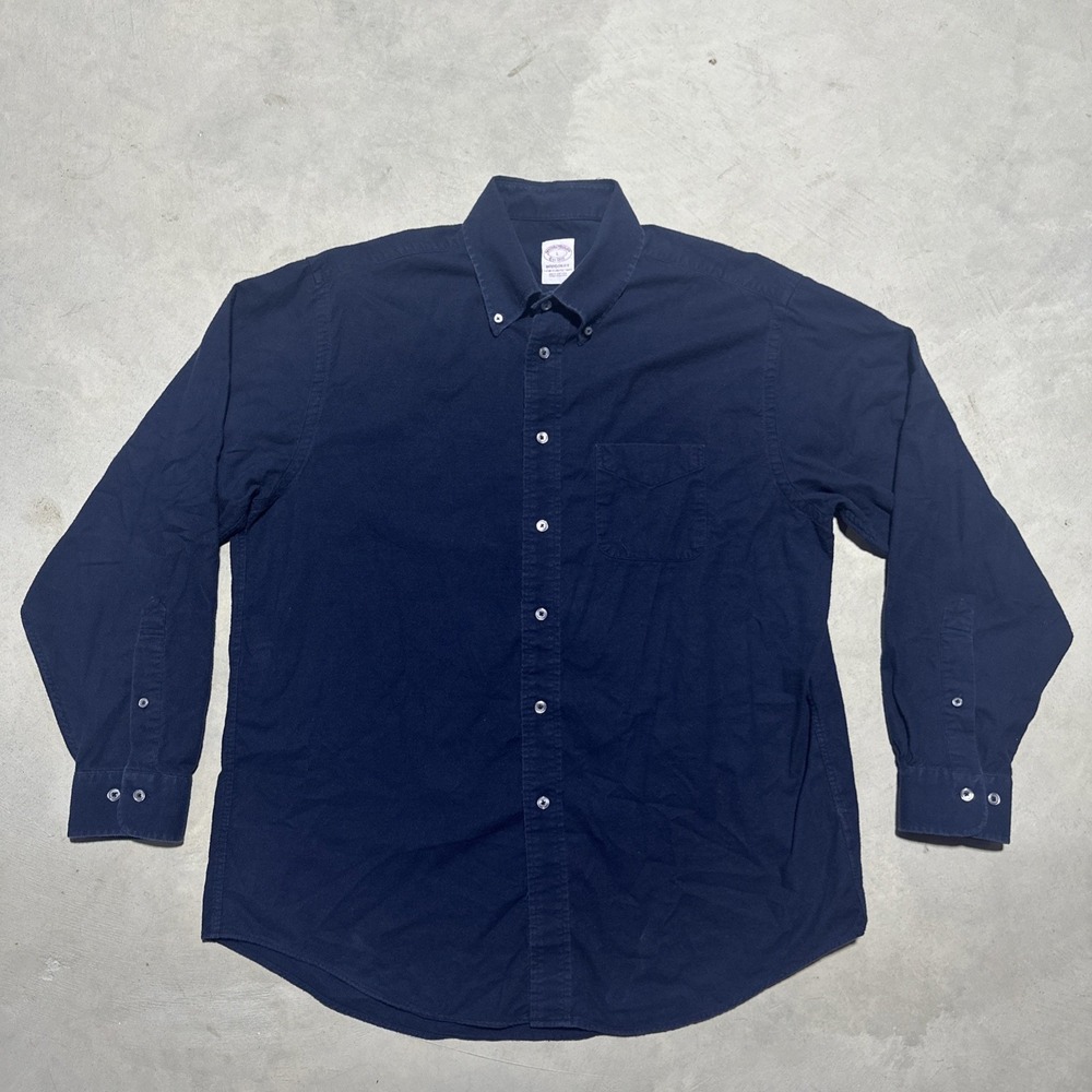 Brooks Brothers Button Down Shirt Men's SZ Large Blue Casual Long Sleeve Flannel